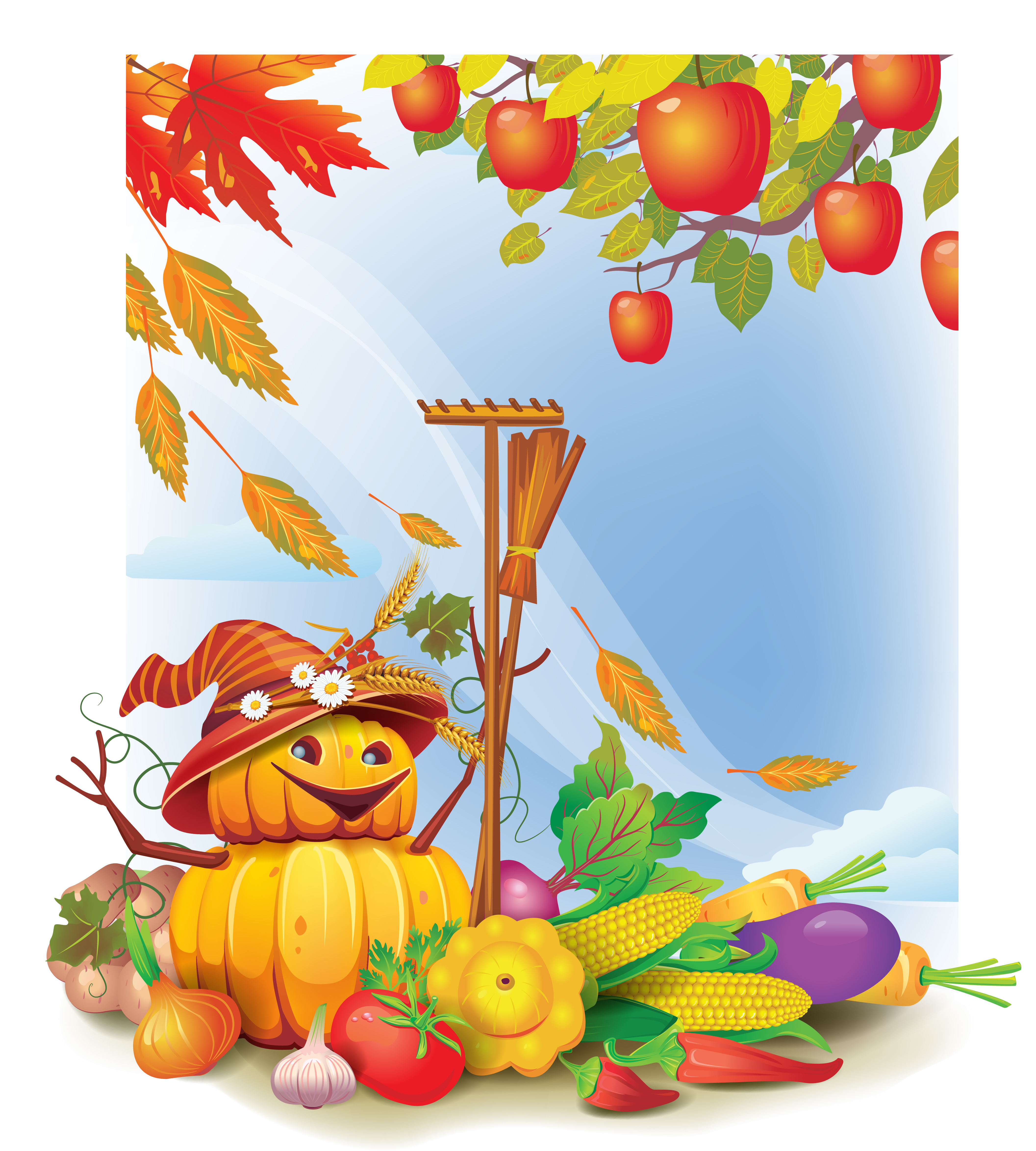 funny autumn pumpkins vector graphic