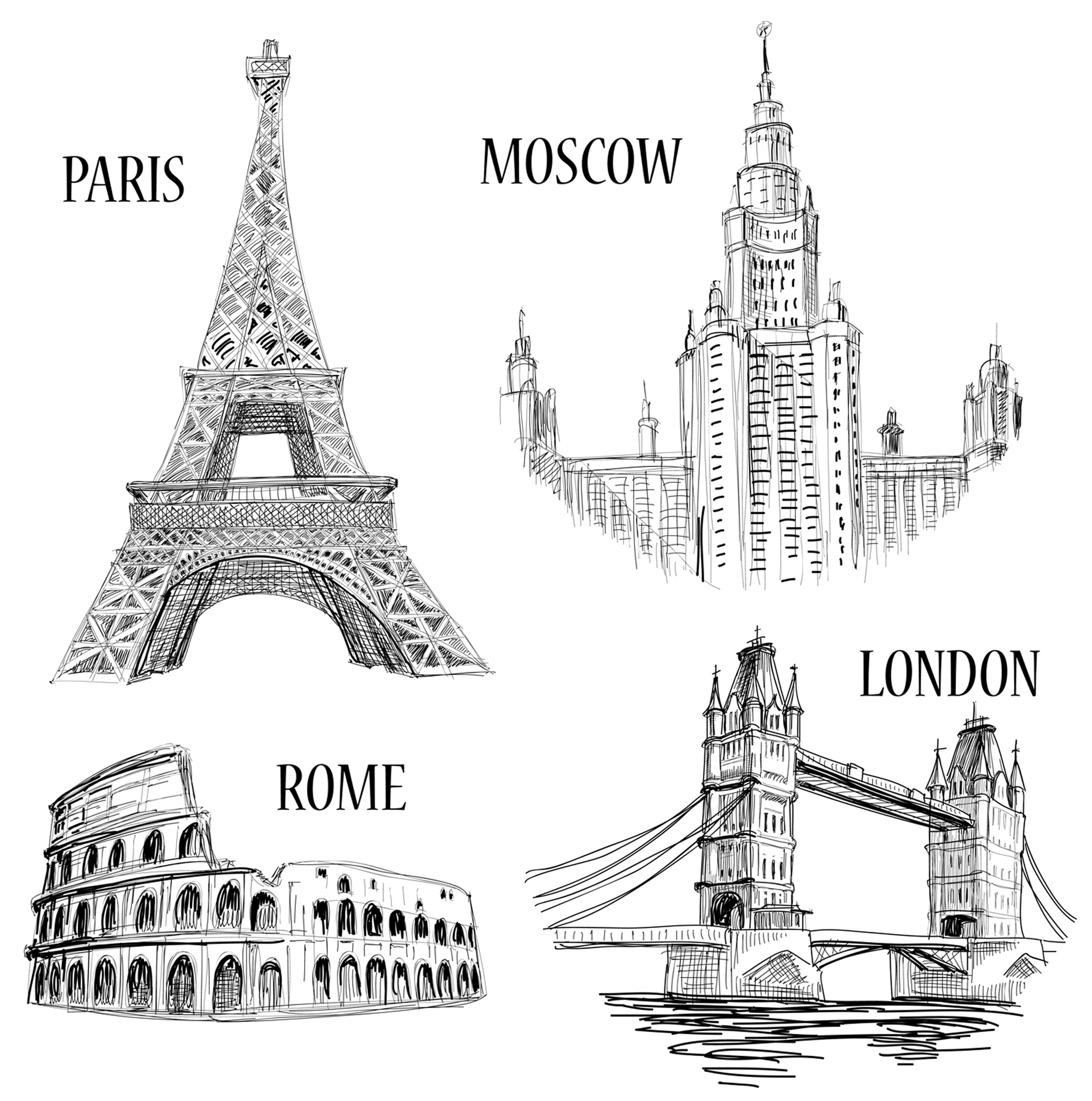 buildings for different countries design vector