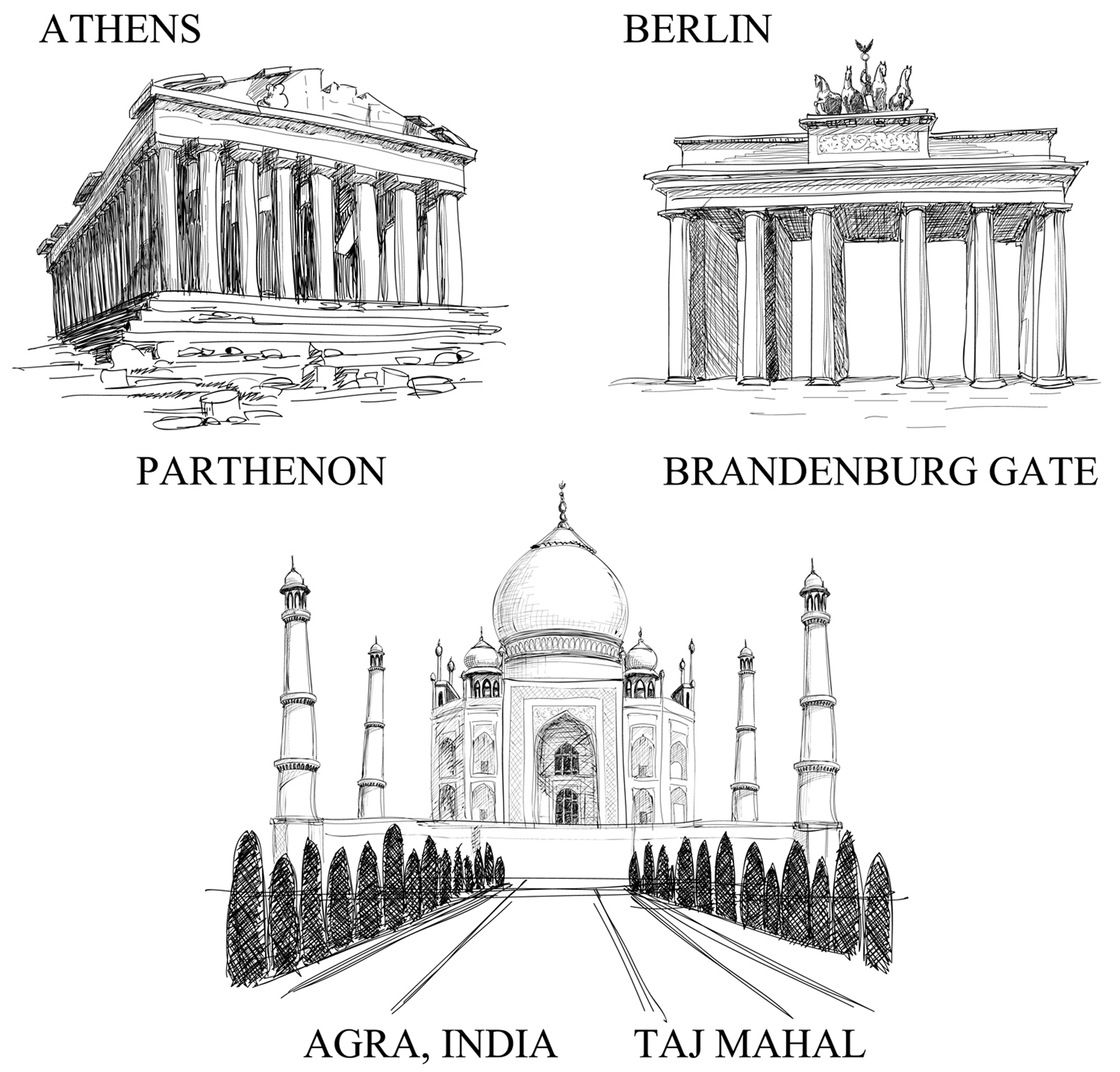 buildings for different countries design vector