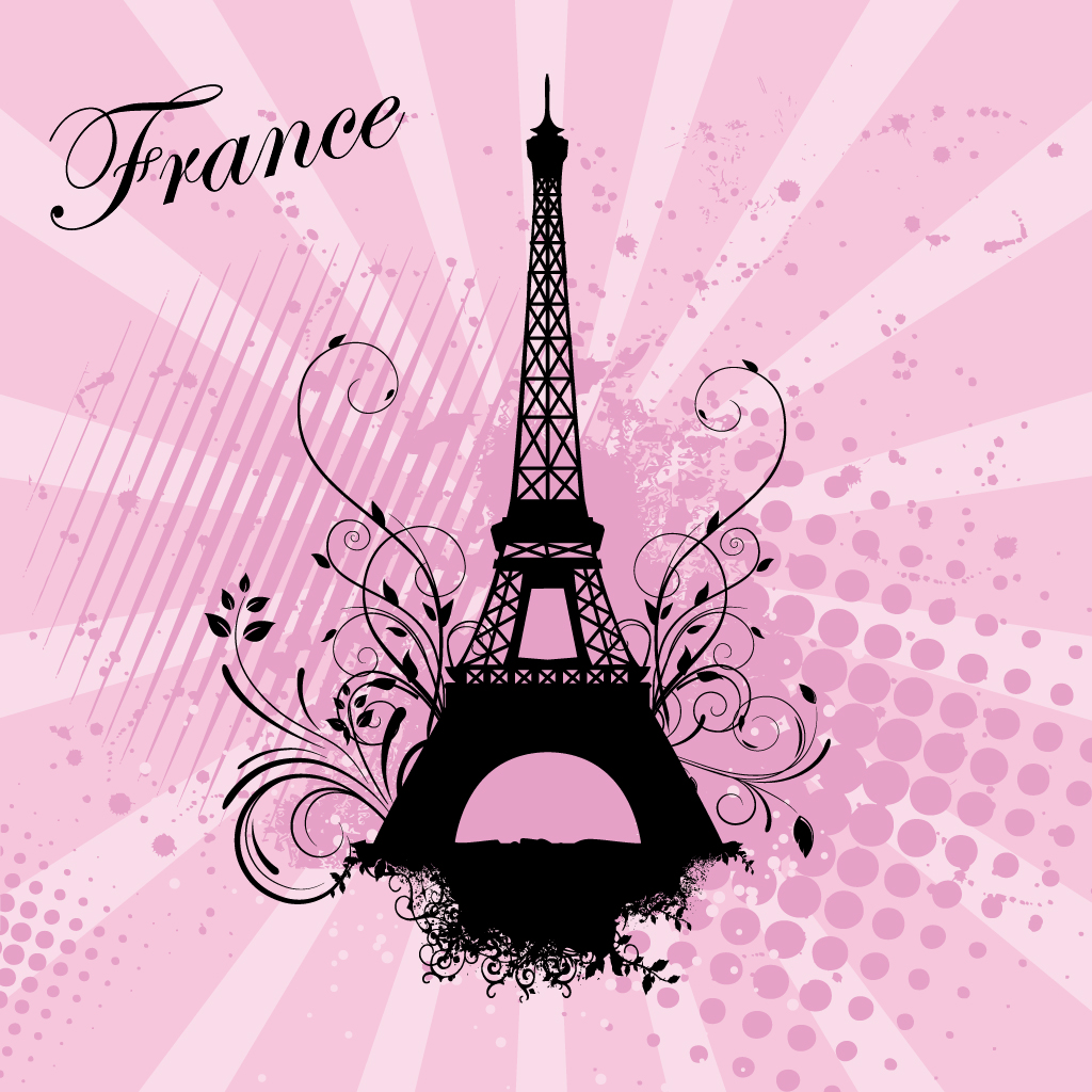 stylish paris elements vector set