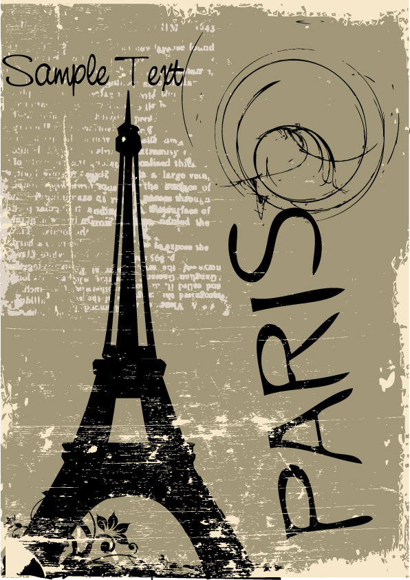 stylish paris elements vector set