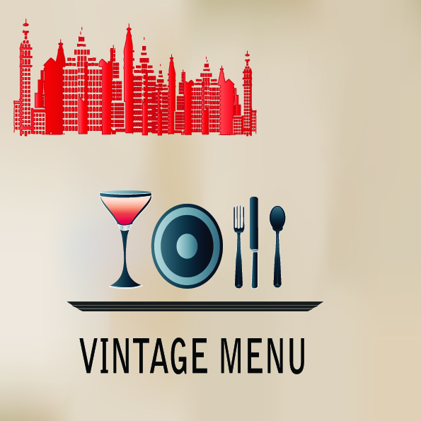 elements of vintage menu cover design vector