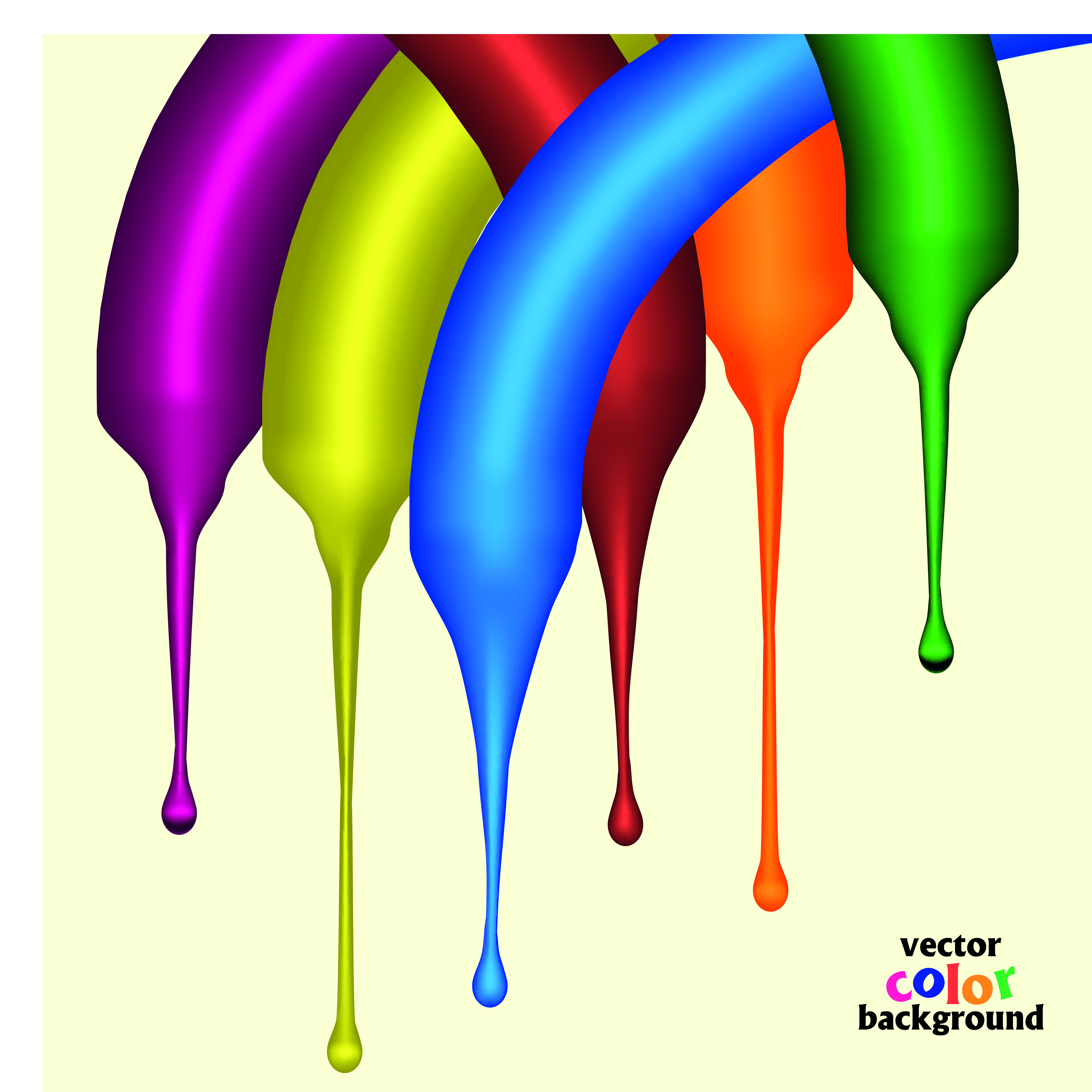 set of paint color drops vector background art