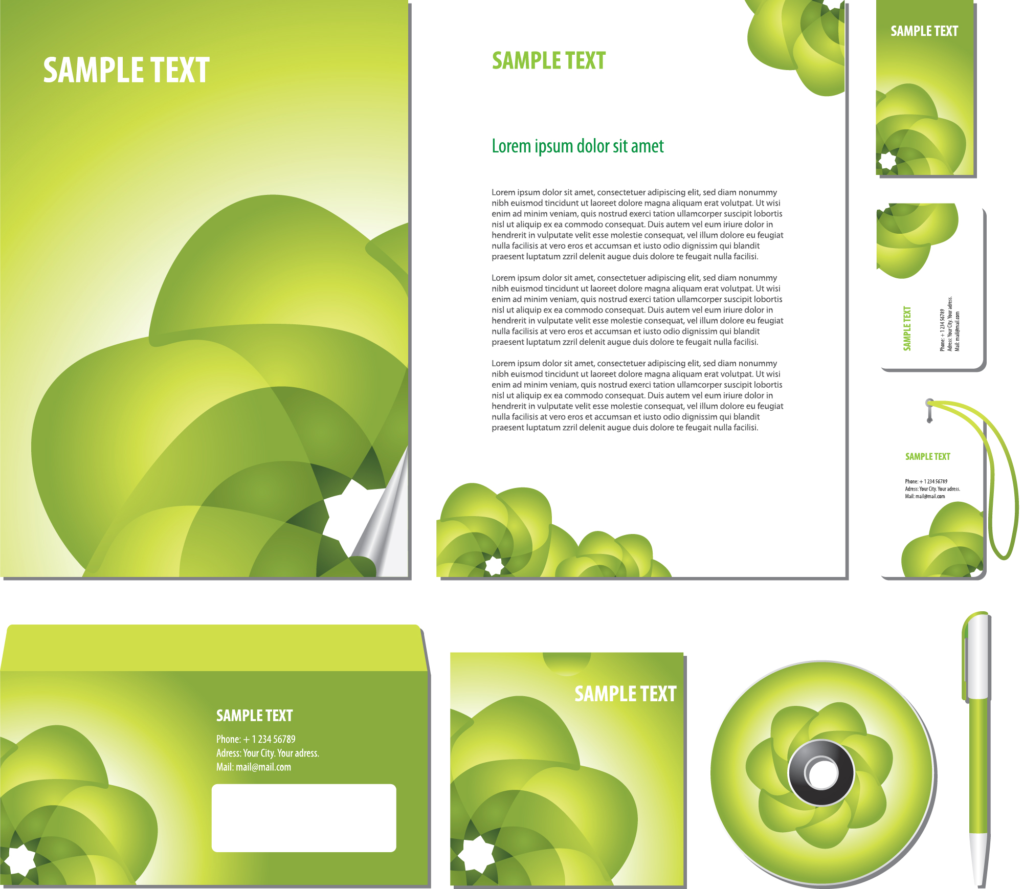 green cover of corporate accessories vector