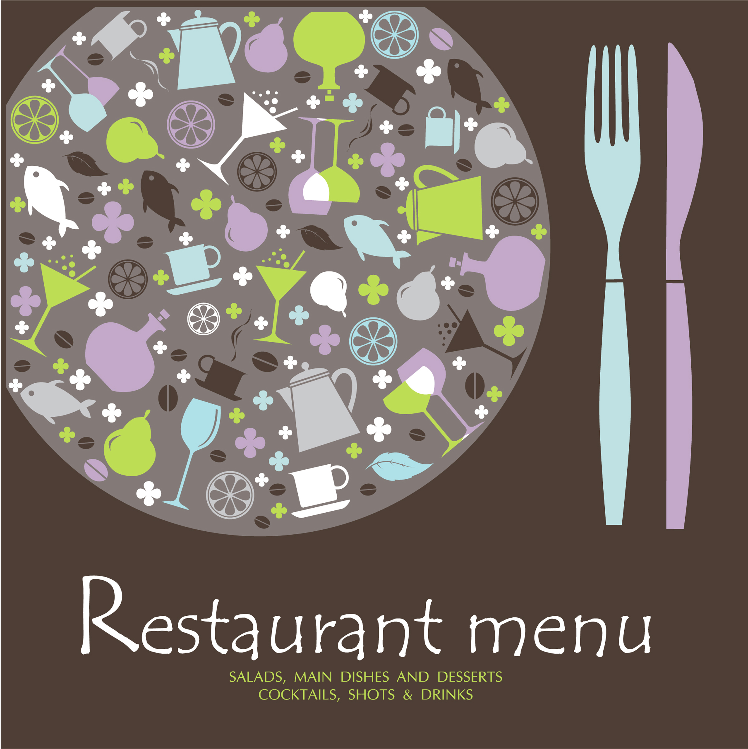 elements of commonly restaurant menu cover vector