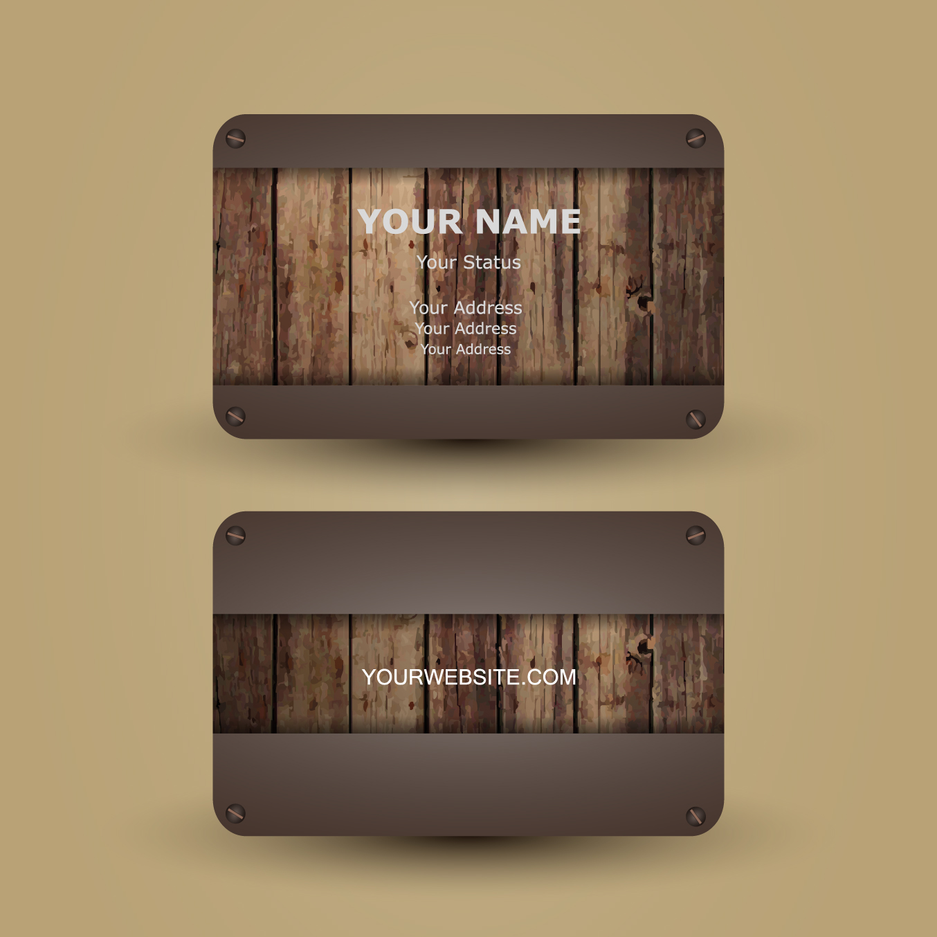 retro wooden cards vector