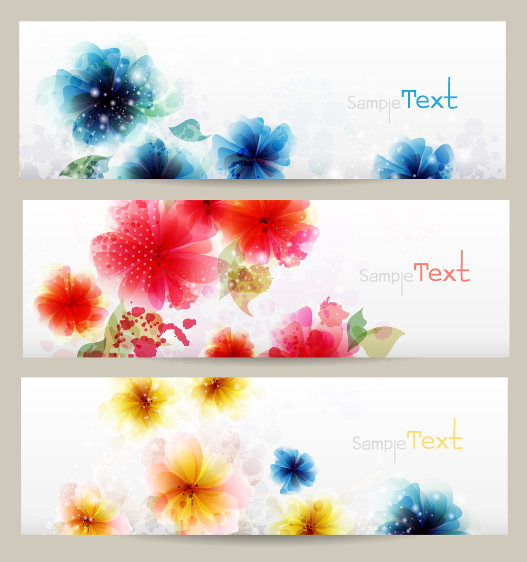 shiny flower banner vector