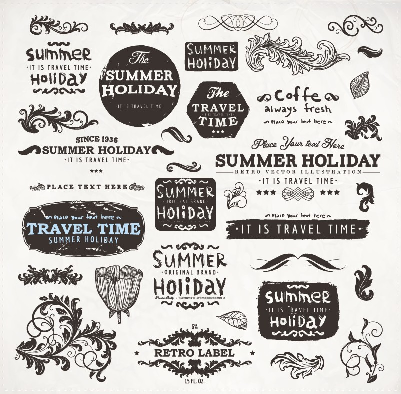 vintage elements labels and borders vector