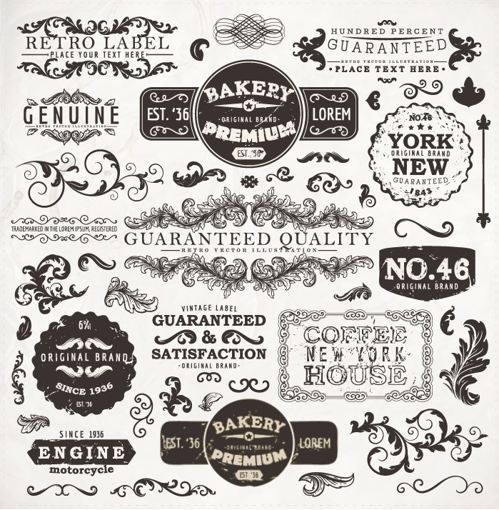 vintage elements labels and borders vector