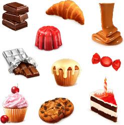 dessert with cupcake and fruits vector