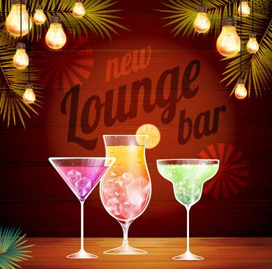 vector cocktail party poster design graphics set