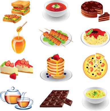 fast food icons set vector graphics