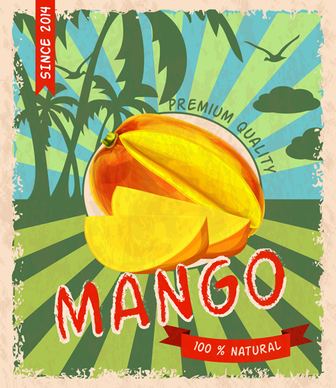 retro fruit poster grunge style vector