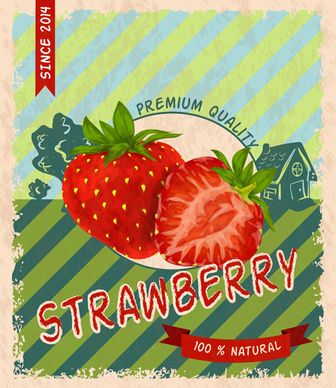 retro fruit poster grunge style vector