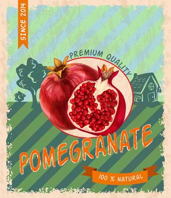 retro fruit poster grunge style vector