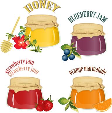 tasty jams design elements vector set