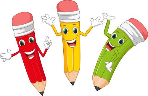 funny cartoon pencil vector