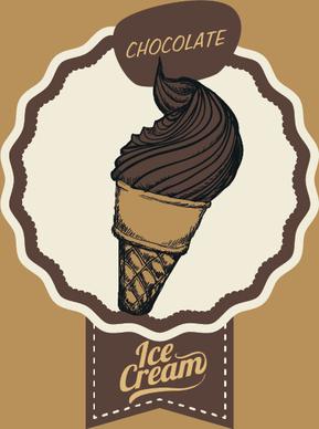 chocolate ice cream vintage cards vectors set