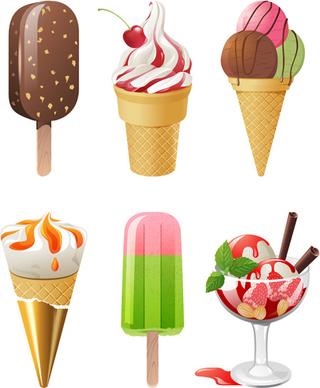 summer delicious ice cream set vector