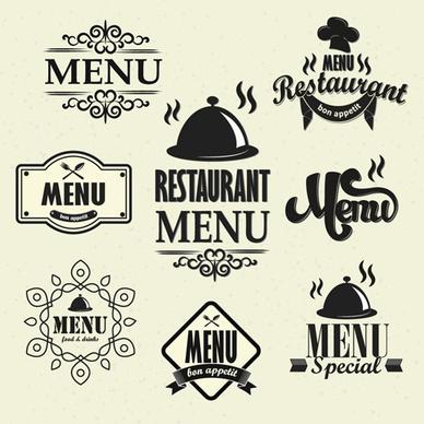 restaurant menu labels vintage vector