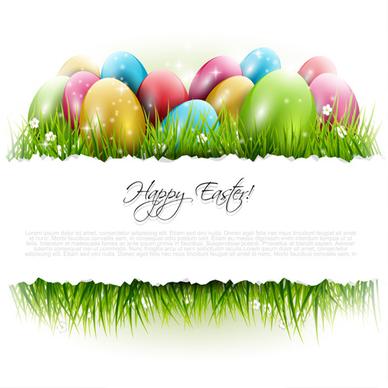 easter egg with grass background art vector