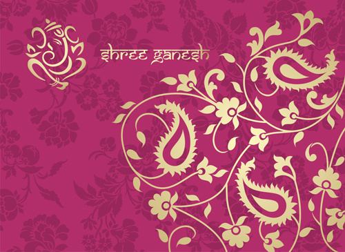 indian floral ornament with pink background vector