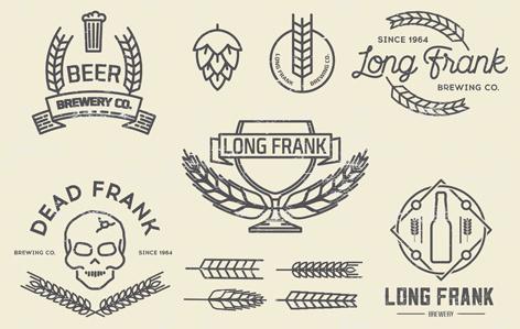 wheat beer retro labels vector set