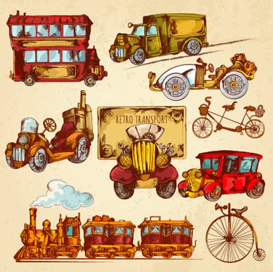 vintage travel object elenemts vector