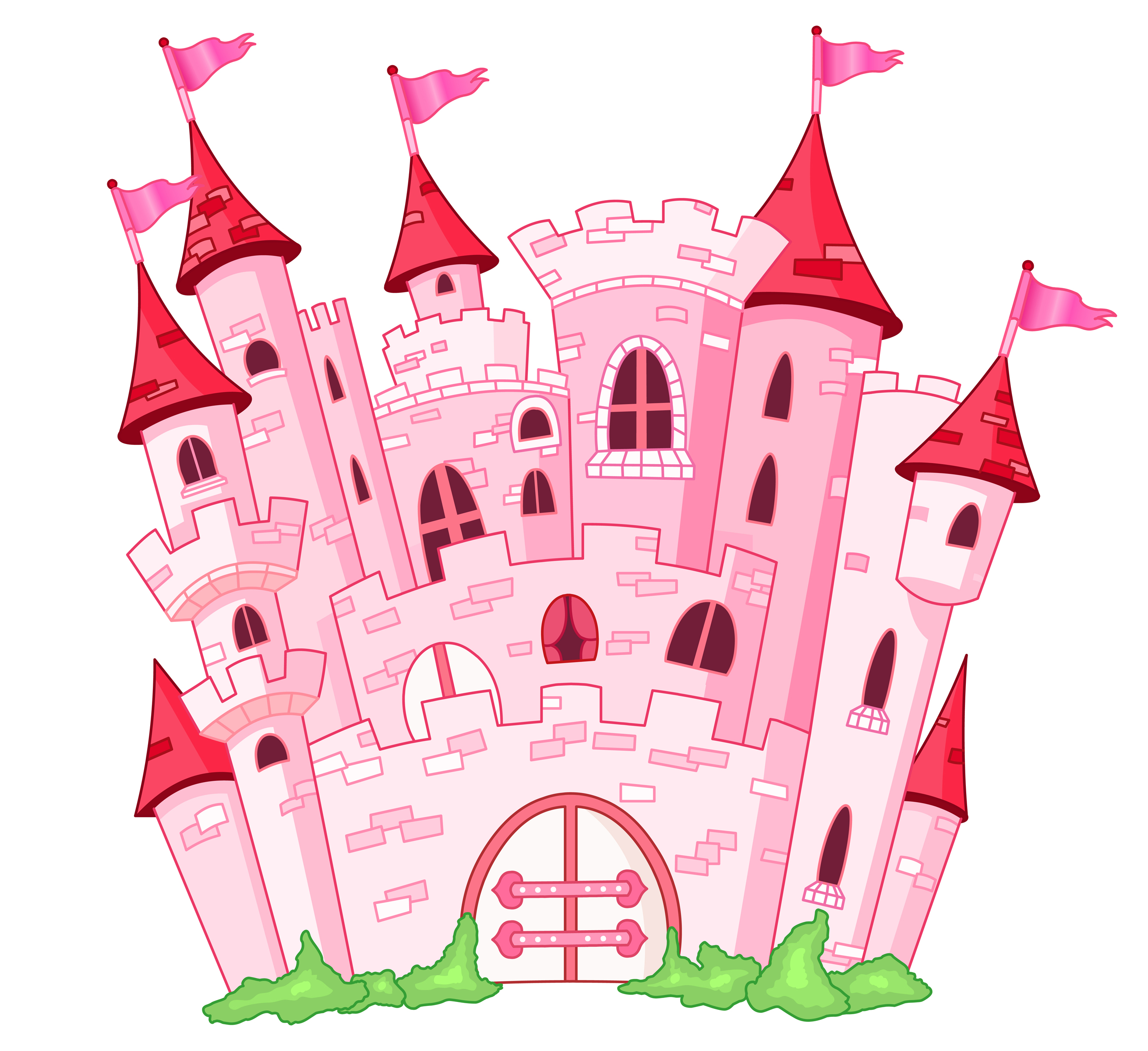 pink fairy princess castle vector