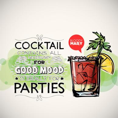 cocktails parties hand drawing poster vector