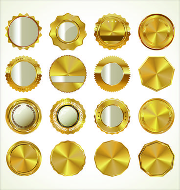 blank gold badges vector