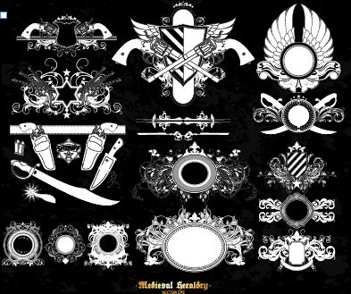 classical heraldry ornaments vector