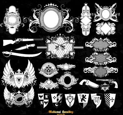 classical heraldry ornaments vector