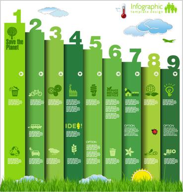 modern ecology infographics green template vector