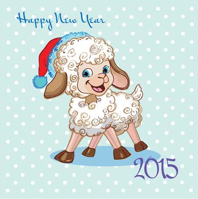 2015 new year with christmas and funny sheep vector