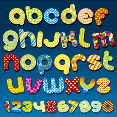 3d shiny alphabet and numbers vector design