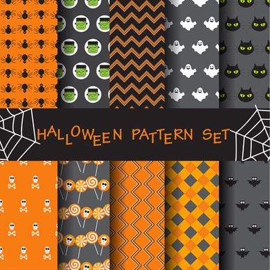 halloween elements seamless pattern vector