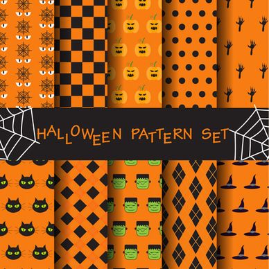 halloween elements seamless pattern vector