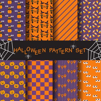 halloween elements seamless pattern vector