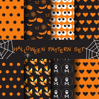 halloween elements seamless pattern vector