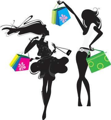 vector fashion girls design elements set