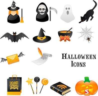 halloween ornament icons vector