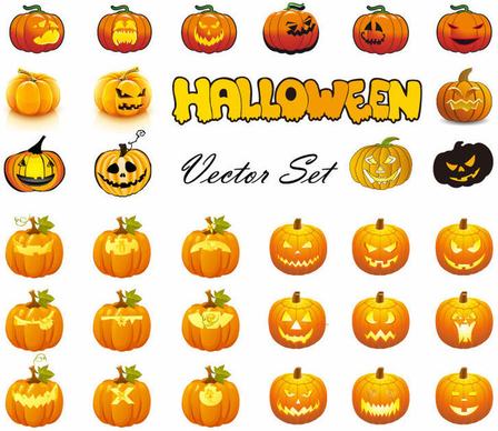 halloween pumpkins mixed icons vector