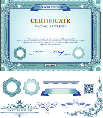 certificates template with ornament kit vector