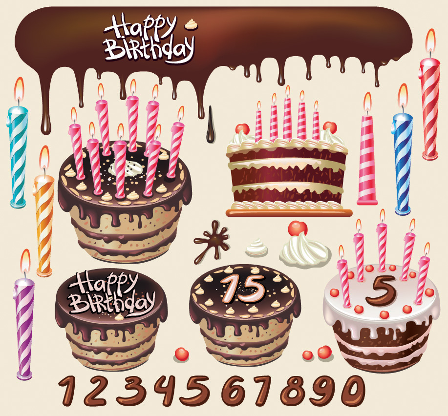 beautiful birthday cake design elements