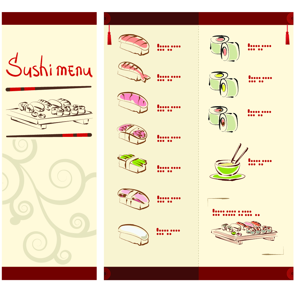 vector japan sushi menu templates