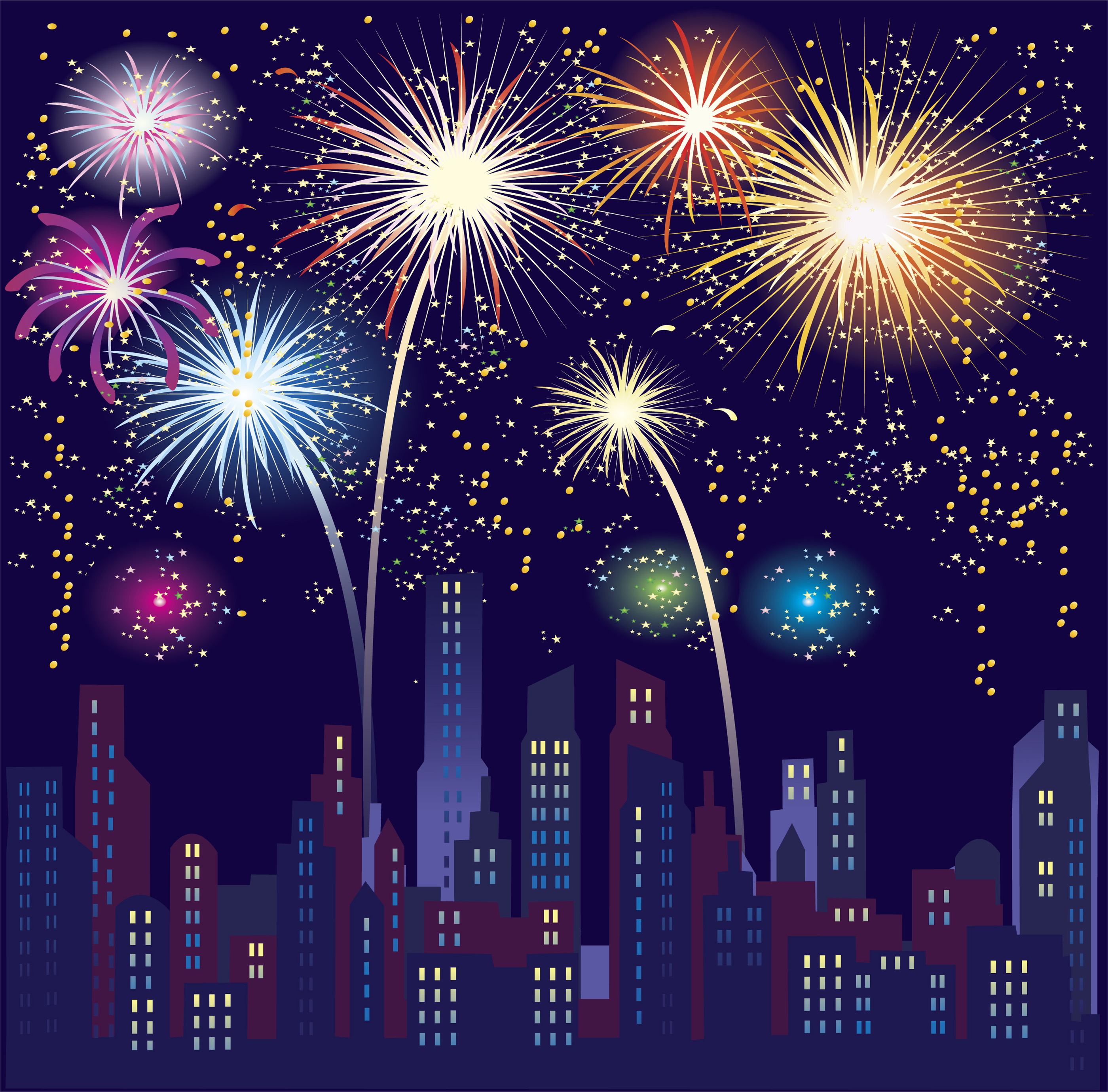 set of holiday fireworks design vector