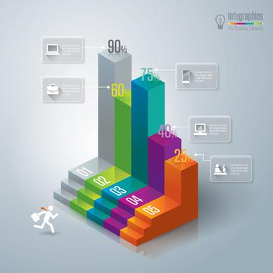 3d infographic modern template vector