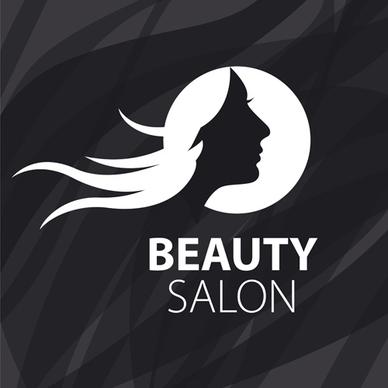 woman head with beauty salon logos vector