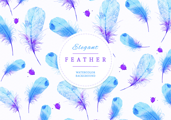 watercolor feather art background vector